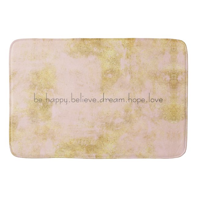 Blush Pink Gold Grunge Personalised Bath Mat (Front)