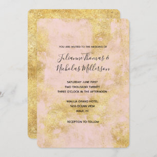 Blush Pink Gold Grunge Wedding Invites