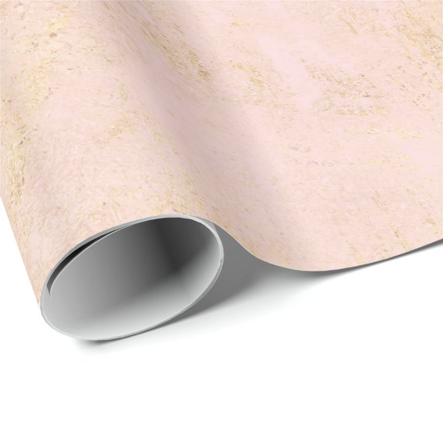 Blush Pink Gold Grunge Wrapping Paper (Roll Corner)