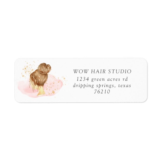 blush pink gold hair updo salon return address (Front)