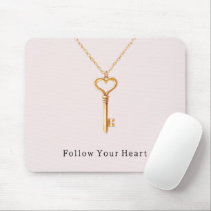 Blush Pink Gold Heart Chain Mouse Mat