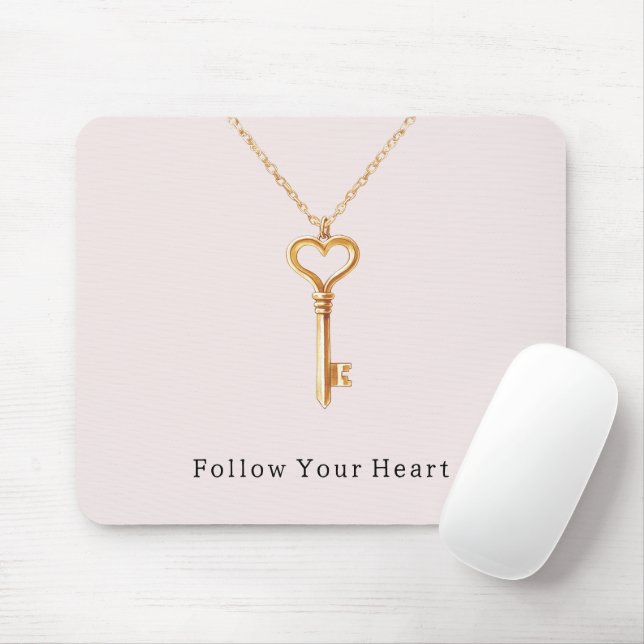 Blush Pink Gold Heart Chain  Mouse Mat (With Mouse)