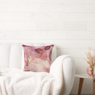 Blush Pink Gold Leaves   Cushion