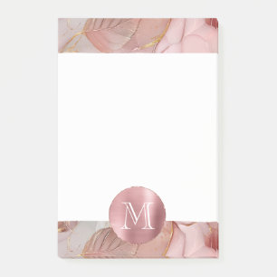 Blush Pink Gold Leaves Monogram Post-it Notes