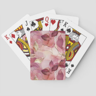 Blush Pink Gold Leaves  Playing Cards
