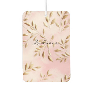 Blush Pink Gold Leaves Wedding Car Air Freshener