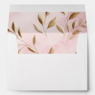 Blush Pink Gold Leaves Wedding Envelope