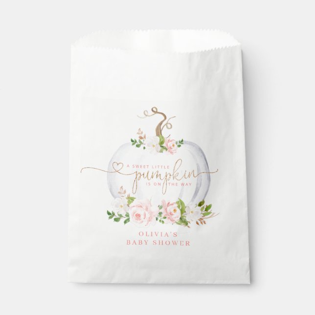 Blush pink gold little pumpkin favour bags (Front)