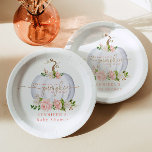 Blush pink gold little pumpkin paper plate<br><div class="desc">Blush pink gold little pumpkin Paper Plate. "A sweet little pumpkin in on the way" baby shower party decoration."
Matching items available.</div>