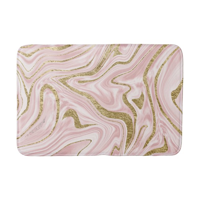 Blush Pink Gold Marble #1 Bath Mat (Front)