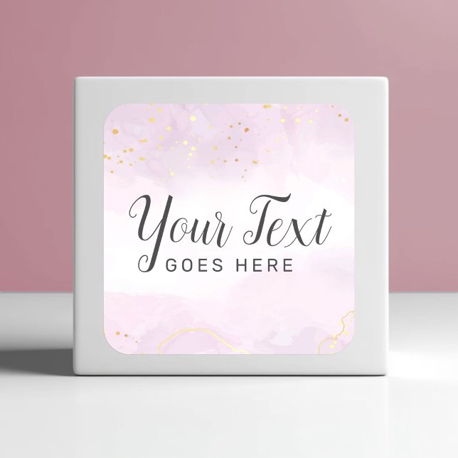 Blush Pink Gold Marble Modern Stylish Chic Custom Square Sticker (Creator Uploaded)
