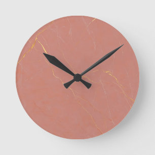 Blush Pink Gold Marble Pattern Round Clock