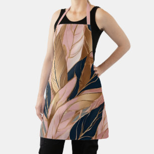 Blush Pink Gold Modern Boho Leaves Collection Apron