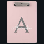 Blush Pink Gold Modern Script Girly Monogram Name Clipboard<br><div class="desc">Blush Pink and Grey Monogram Name Planning Clipboard. This makes the perfect sweet 16 birthday,  wedding,  bridal shower,  anniversary,  baby shower or bachelorette party gift for someone that loves glam luxury and chic styles.</div>
