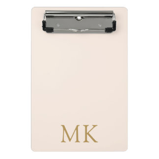 Blush Pink Gold Monogram Initials Mini Clipboard