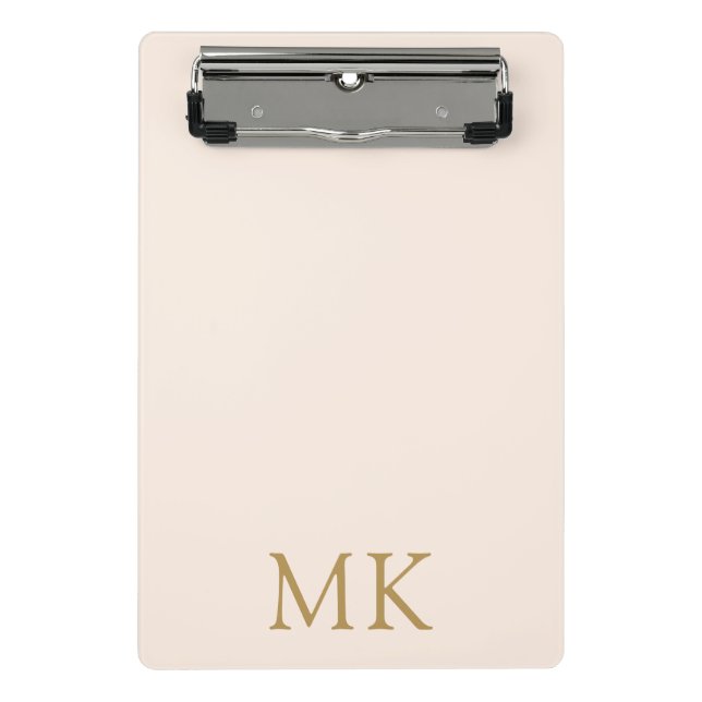 Blush Pink Gold Monogram Initials Mini Clipboard (Front)
