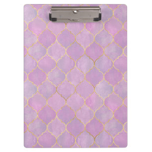 Blush Pink Gold Moroccan Pattern Clipboard
