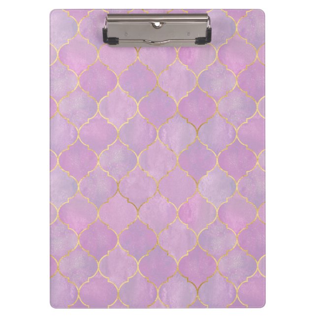 Blush Pink Gold Moroccan Pattern  Clipboard (Front)