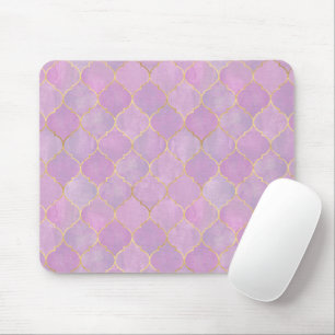 Blush Pink Gold Moroccan Pattern  Mouse Mat