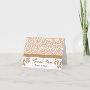 Blush Pink Gold Moroccan Thank You Wedding Card