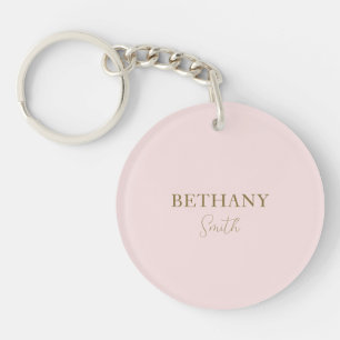 Blush Pink Gold Name Key Ring