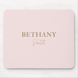 Blush Pink Gold Name Modern Mouse Mat