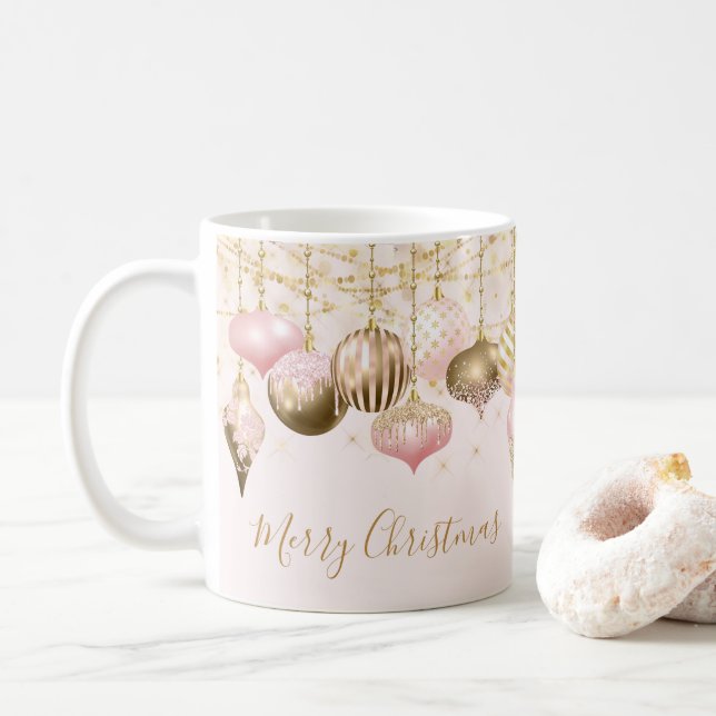 Blush Pink Gold Ornament Coffee Mug (With Donut)