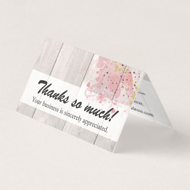 Blush Pink & Gold Paint on Rustic Wood Thank You (Front)