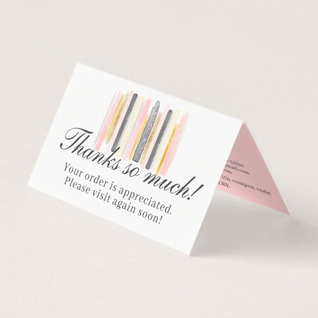 Blush Pink & Gold Paint Stroke Chic Thank You Card (Front)