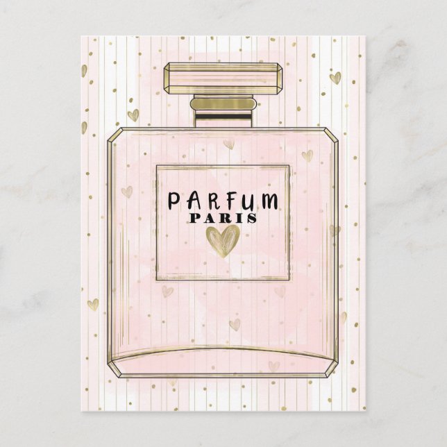Blush Pink & Gold Paris Parfum Beauty Party Invitation Postcard (Front)
