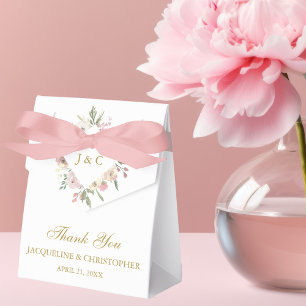 Blush Pink Gold Peony Floral Garden Wedding Favour Box