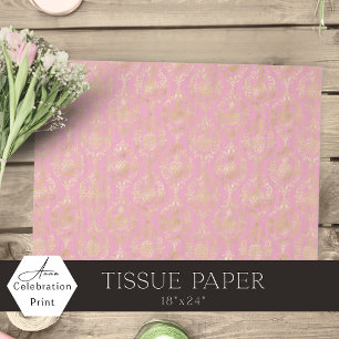 Blush Pink Gold Pineapple Damask  Tissue Paper