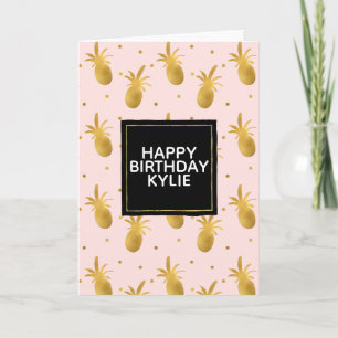 Blush Pink Gold Pineapples and Dots Card