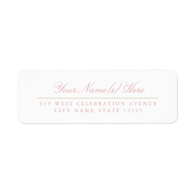Blush Pink & Gold Return Address Label (Front)
