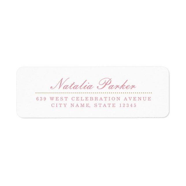 Blush Pink & Gold Return Address Label (Front)