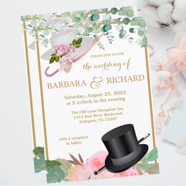 Blush Pink Gold Romantic Floral Wedding  Invitation (Creator Uploaded)