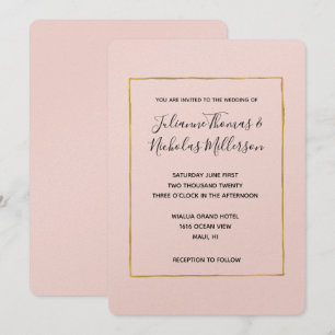 Blush Pink Gold Simple Chic Wedding Invites