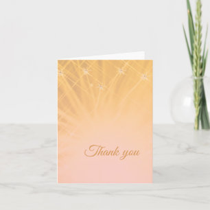 Blush pink, gold sparkle starburst thank you card