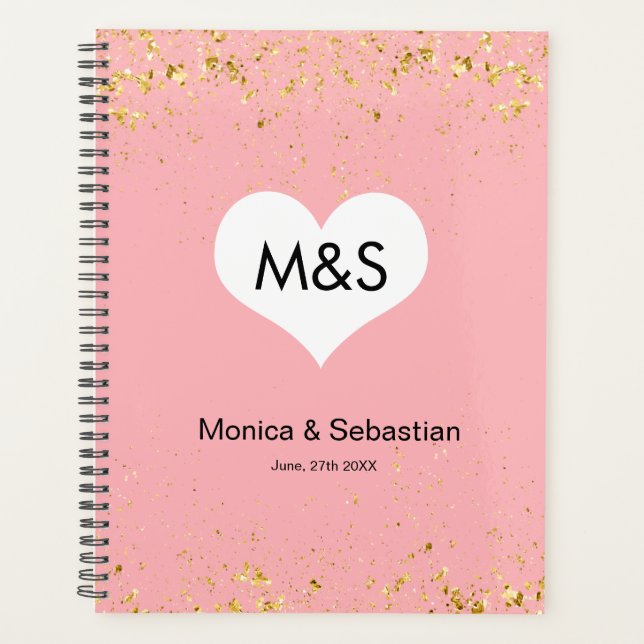 Blush Pink Gold Sparkles Wedding Planner (Front)