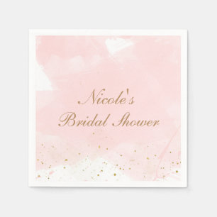 Blush Pink & Gold Splatter Modern Bridal Shower Napkin
