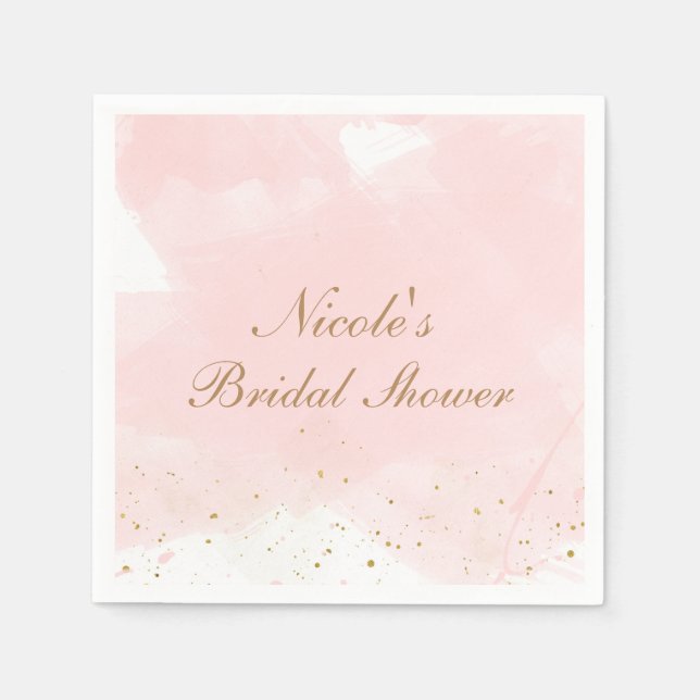 Blush Pink & Gold Splatter Modern Bridal Shower Napkin (Front)