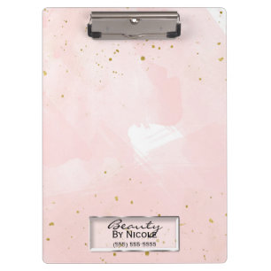 Blush Pink & Gold Splatter Modern Personalised Clipboard
