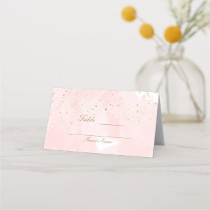 Blush Pink & Gold Splatter Modern Table Seat Place Card
