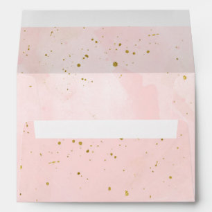 Blush Pink Gold Splatter Modern Wedding Invitation Envelope