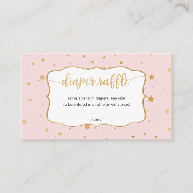 Blush Pink + gold Stars diaper raffle ticket (Front)