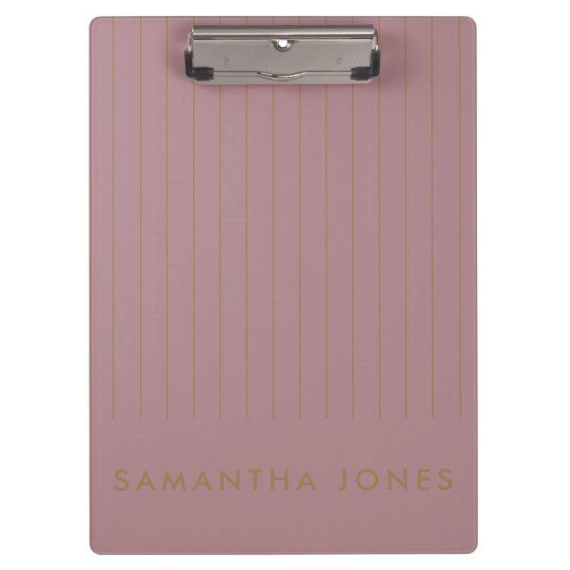 Blush Pink Gold Stripe Personalised Classic Clipboard (Front)