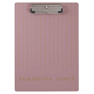 Blush Pink Gold Stripe Personalised Stylish Clipboard