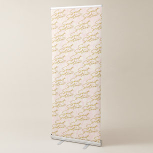 Blush Pink & Gold Sweet 16 Party Photo Backdrop Retractable Banner