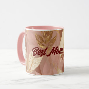 Blush Pink Gold Trendy Boho Leaves Collection Mug