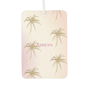 Blush Pink Gold Tropical Palm Trees   Car Air Freshener